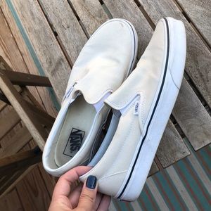 Cream slip on vans